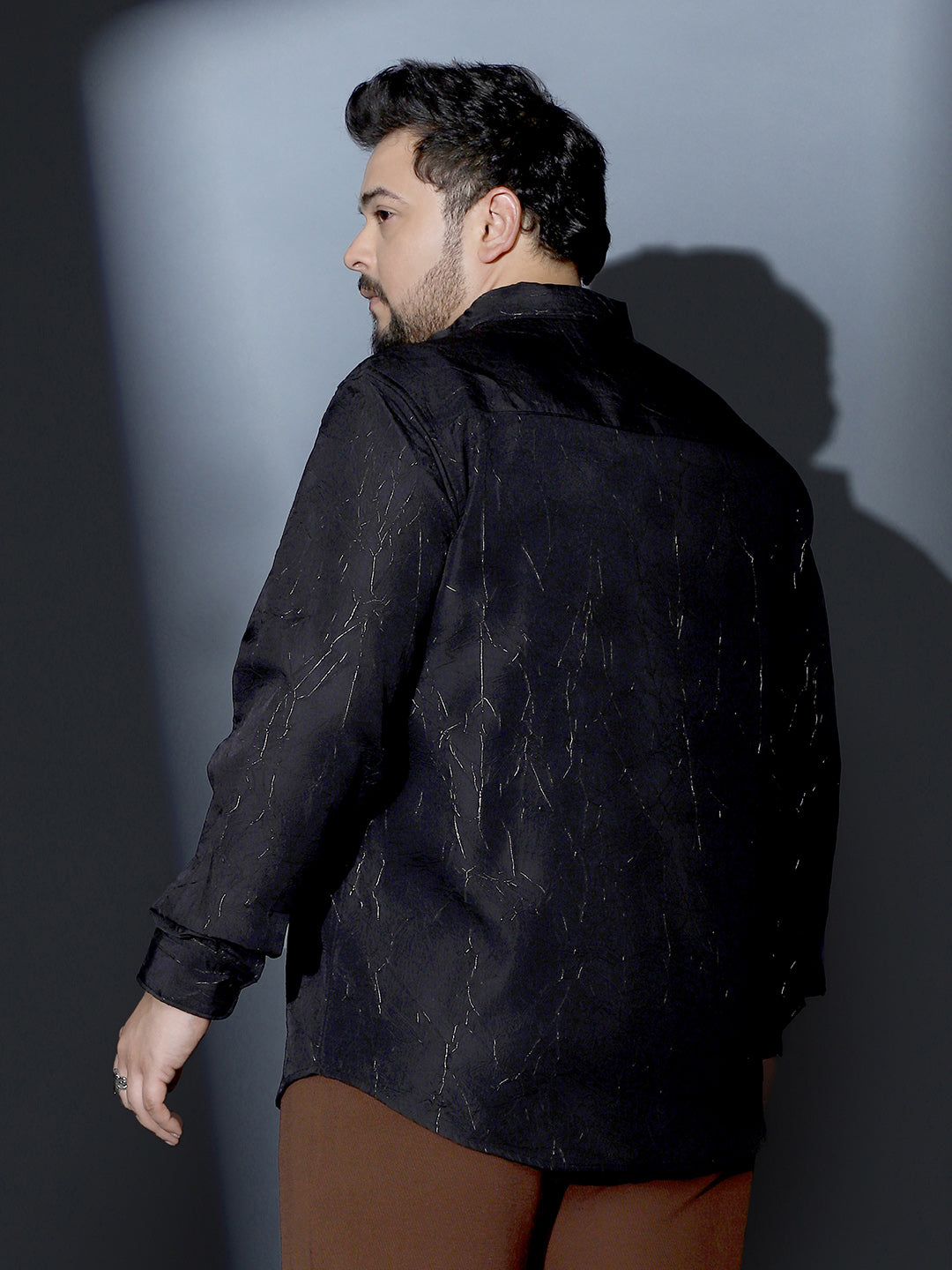Metallic-Crushed Textured Shirt
