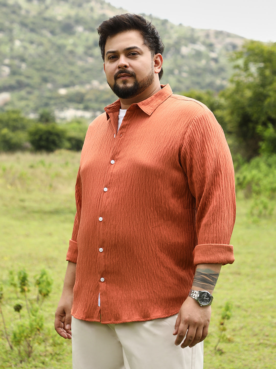 Solid Creased-Tactile Shirt
