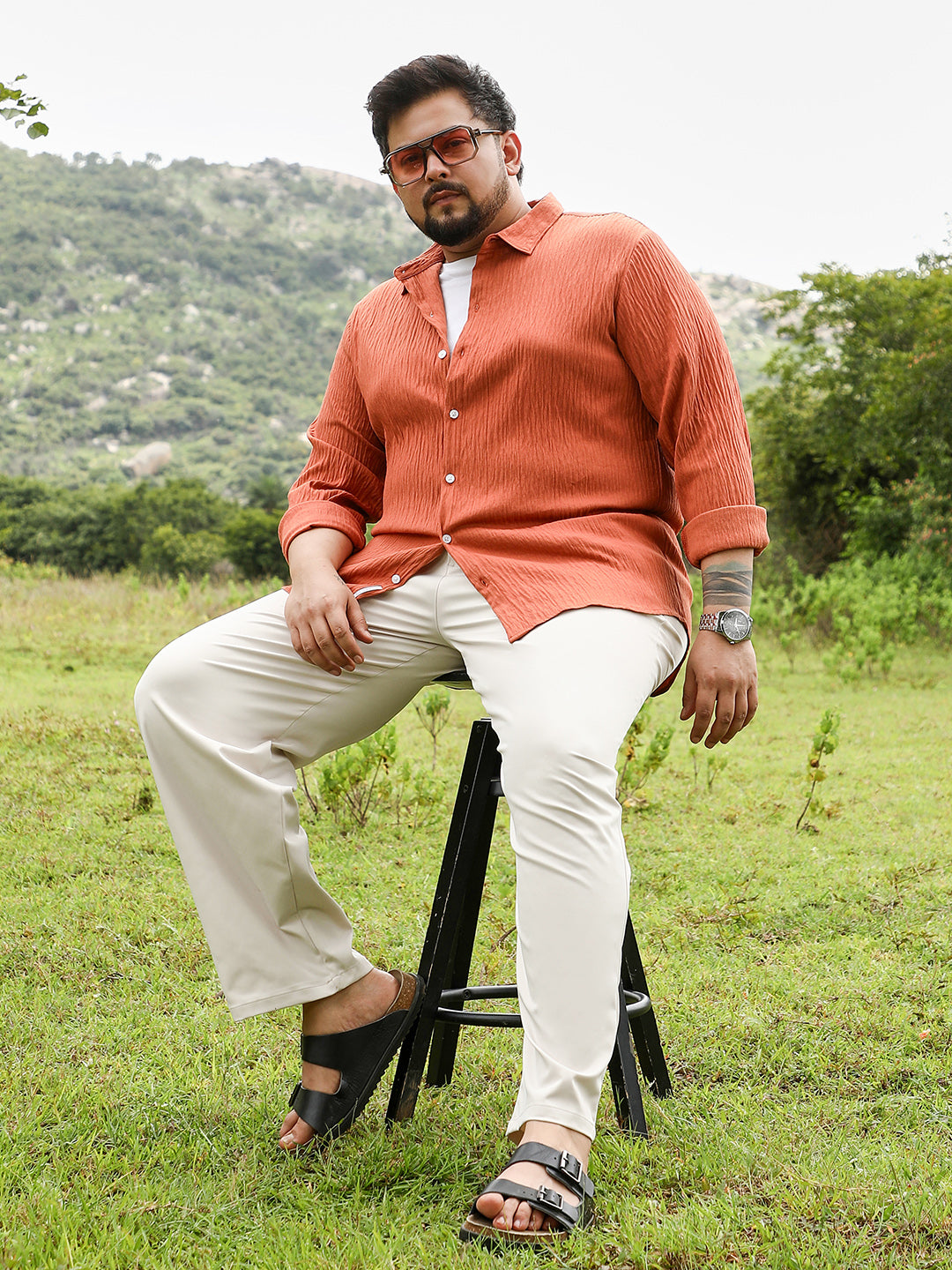 Solid Creased-Tactile Shirt