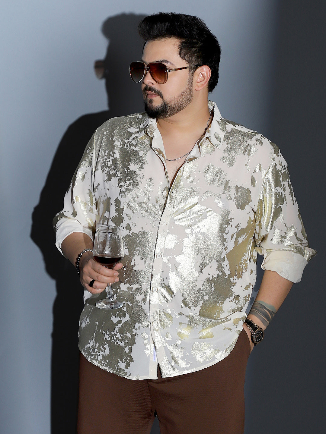Metallic-Foil Imprint Shirt