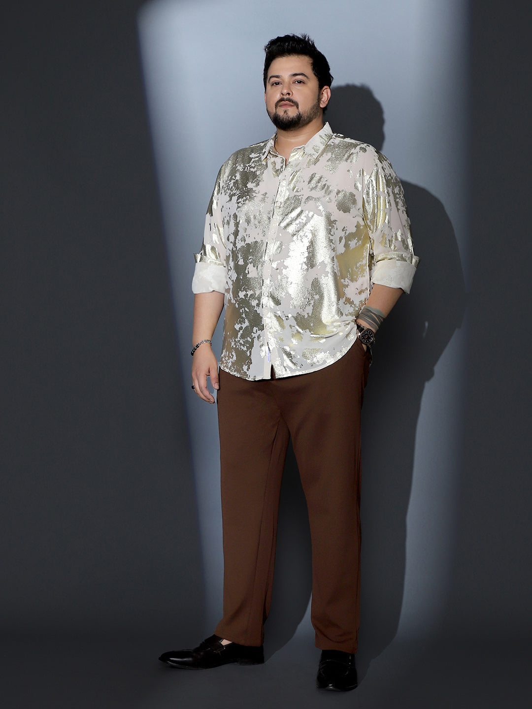 Metallic-Foil Imprint Shirt