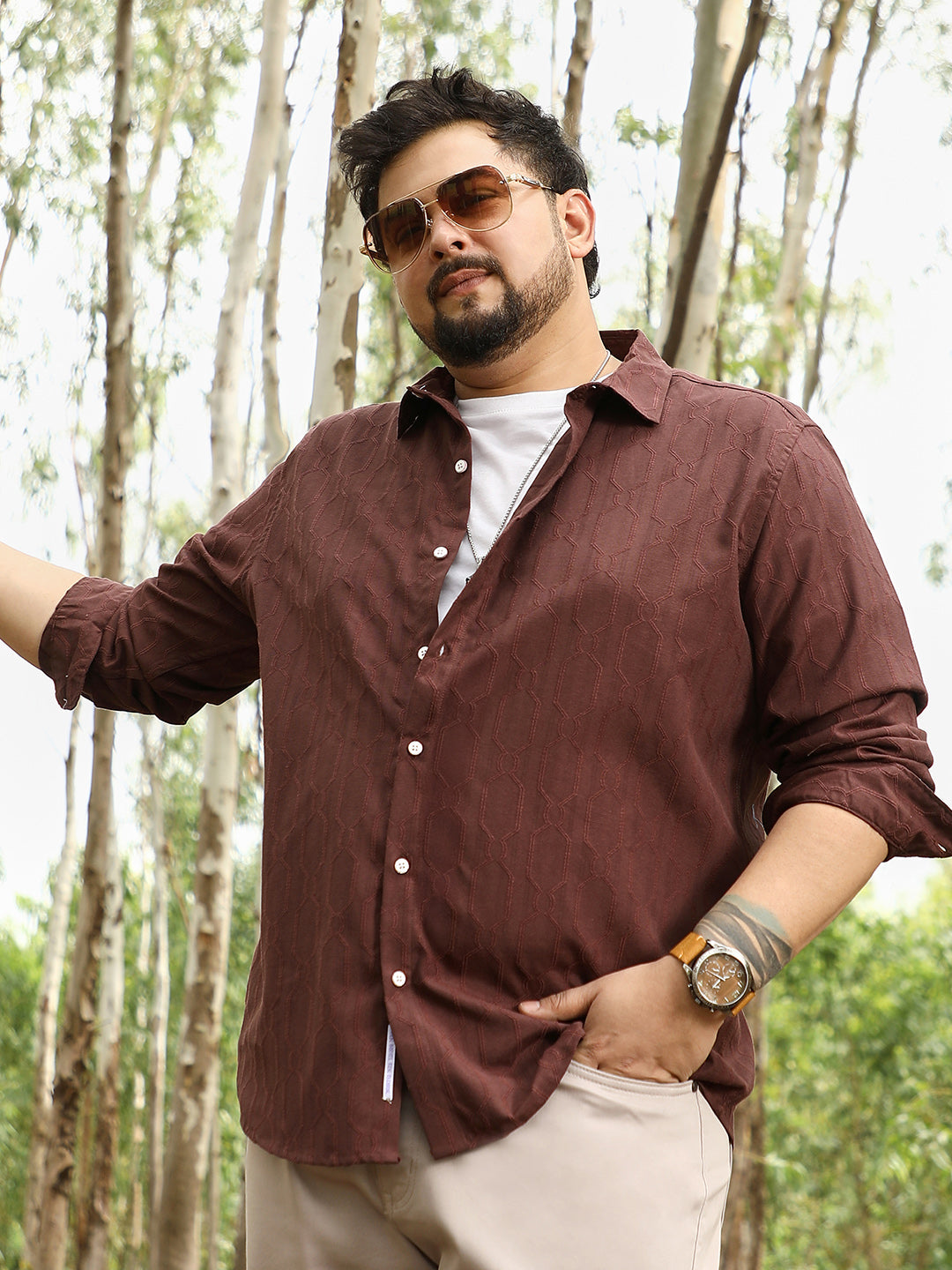Indie-Geometric Jacquard Shirt