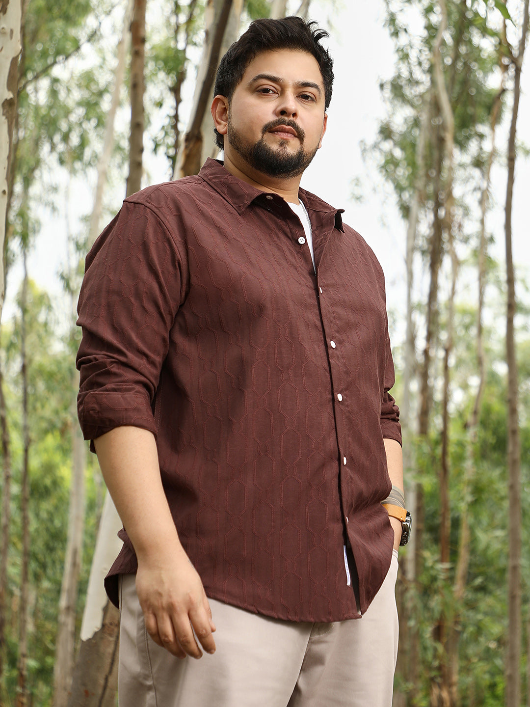 Indie-Geometric Jacquard Shirt