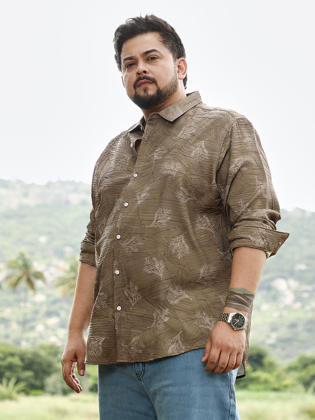 Twig-Imprint Foliage-Tactile Shirt