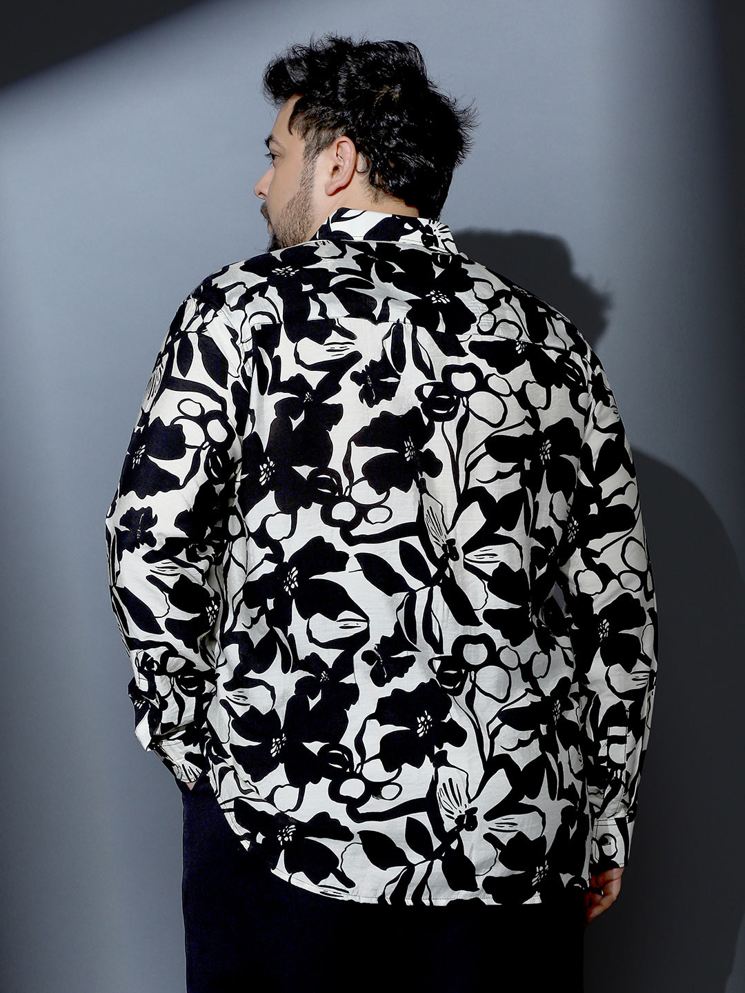 Contrast-Botanical Imprint Shirt