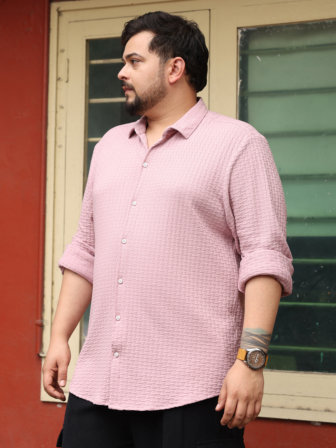 Basket-Knit Jacquard Shirt