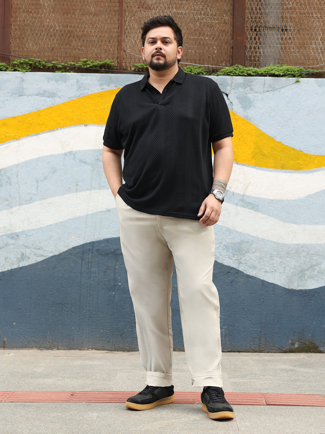 Solid Pleated Tailored Trousers