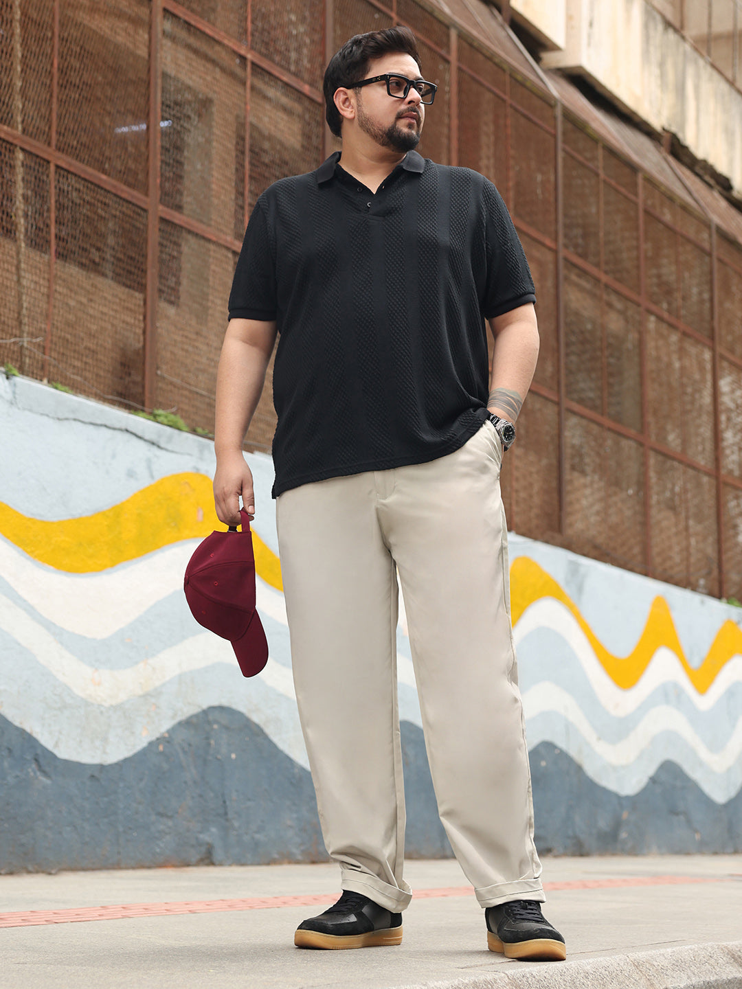 Solid Pleated Tailored Trousers
