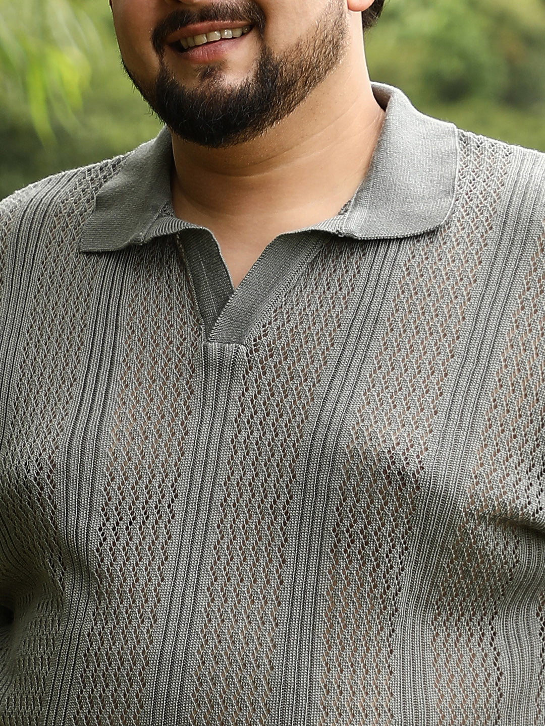 Brick-Textured Polo T-Shirt