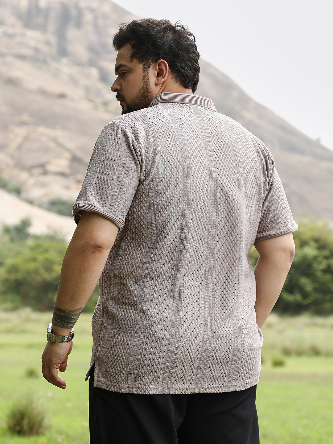 Marquise-Panel Jacquard Polo T-Shirt
