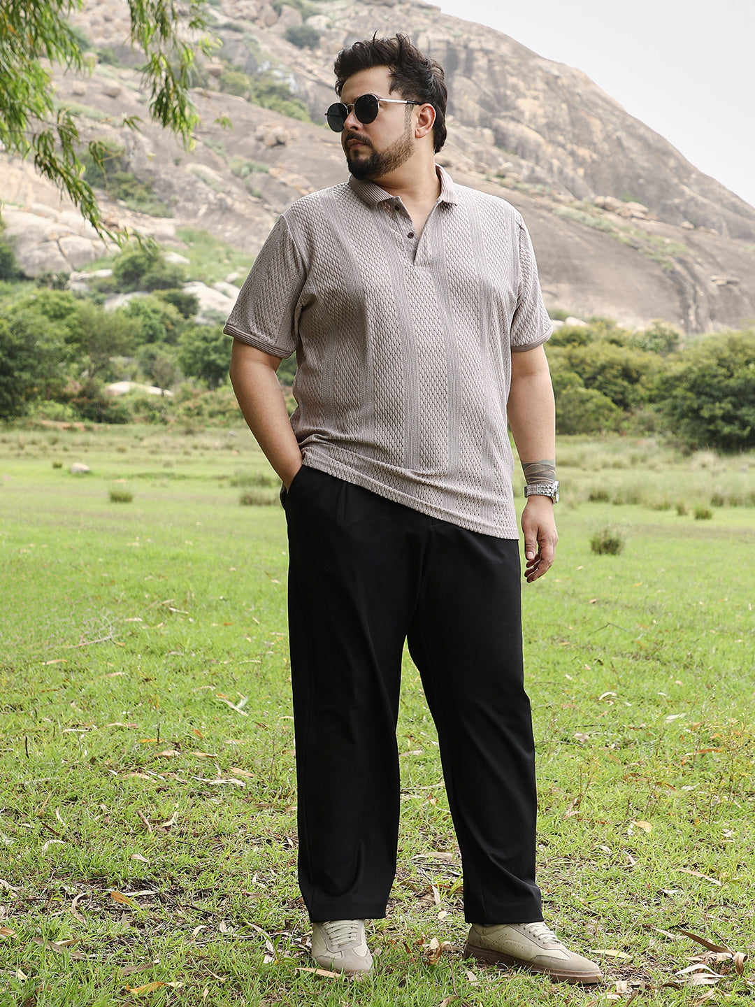Marquise-Panel Jacquard Polo T-Shirt