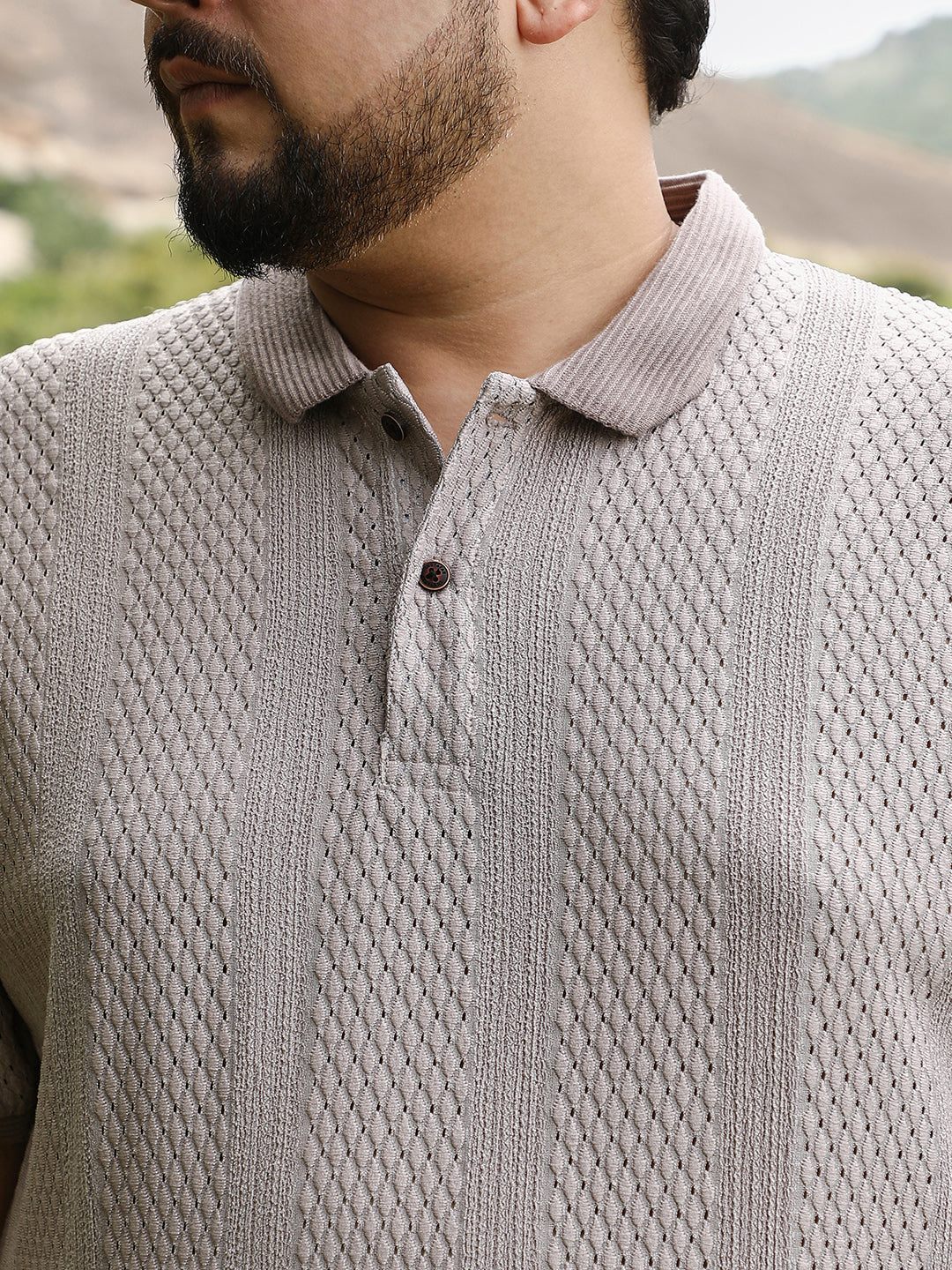 Marquise-Panel Jacquard Polo T-Shirt
