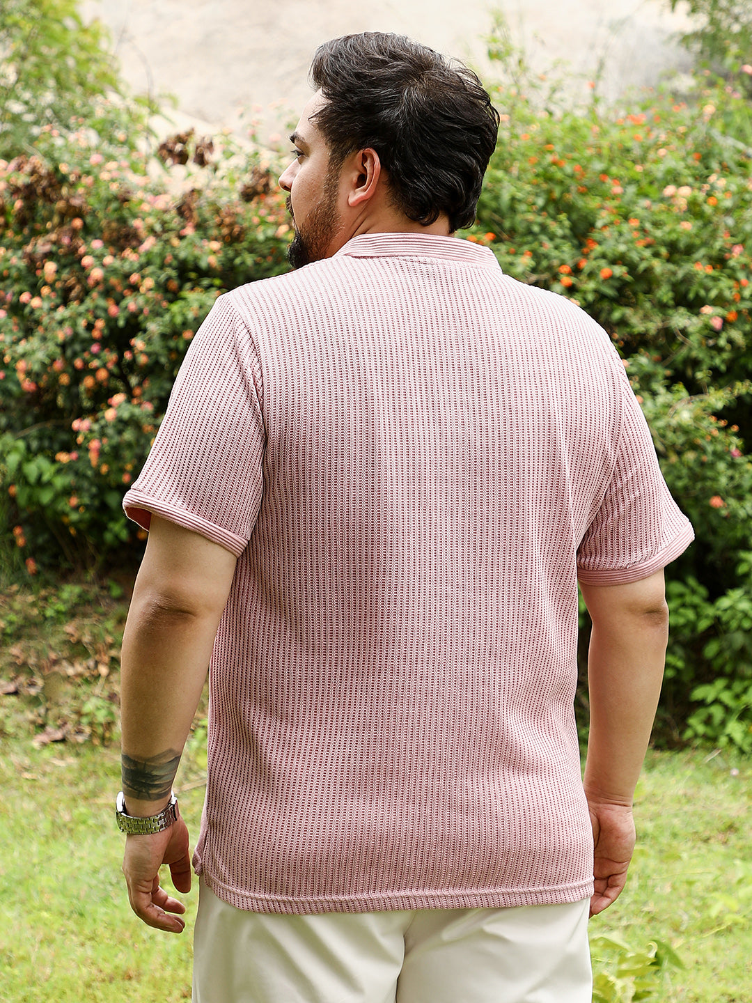 Solid Ribbed Polo T-Shirt