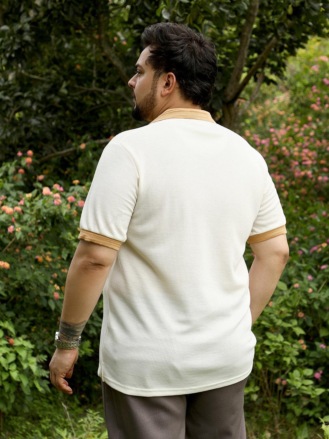 Block Textured-Knit Polo T-Shirt