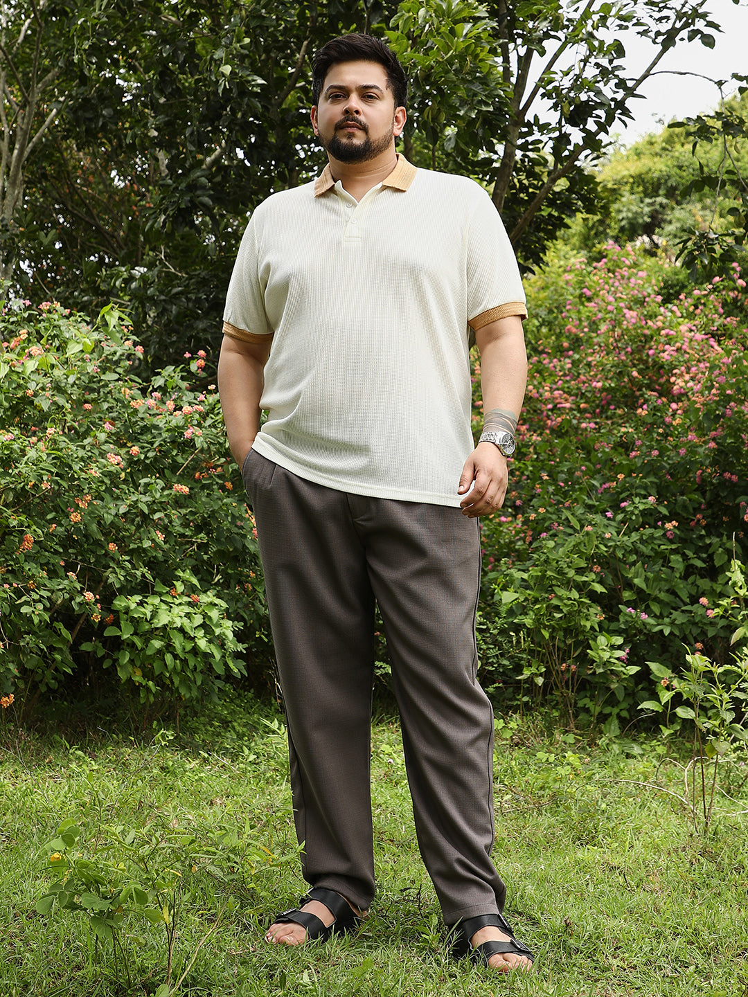 Block Textured-Knit Polo T-Shirt