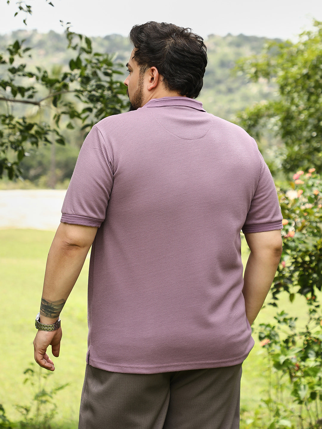 Block Textured-Knit Polo T-Shirt