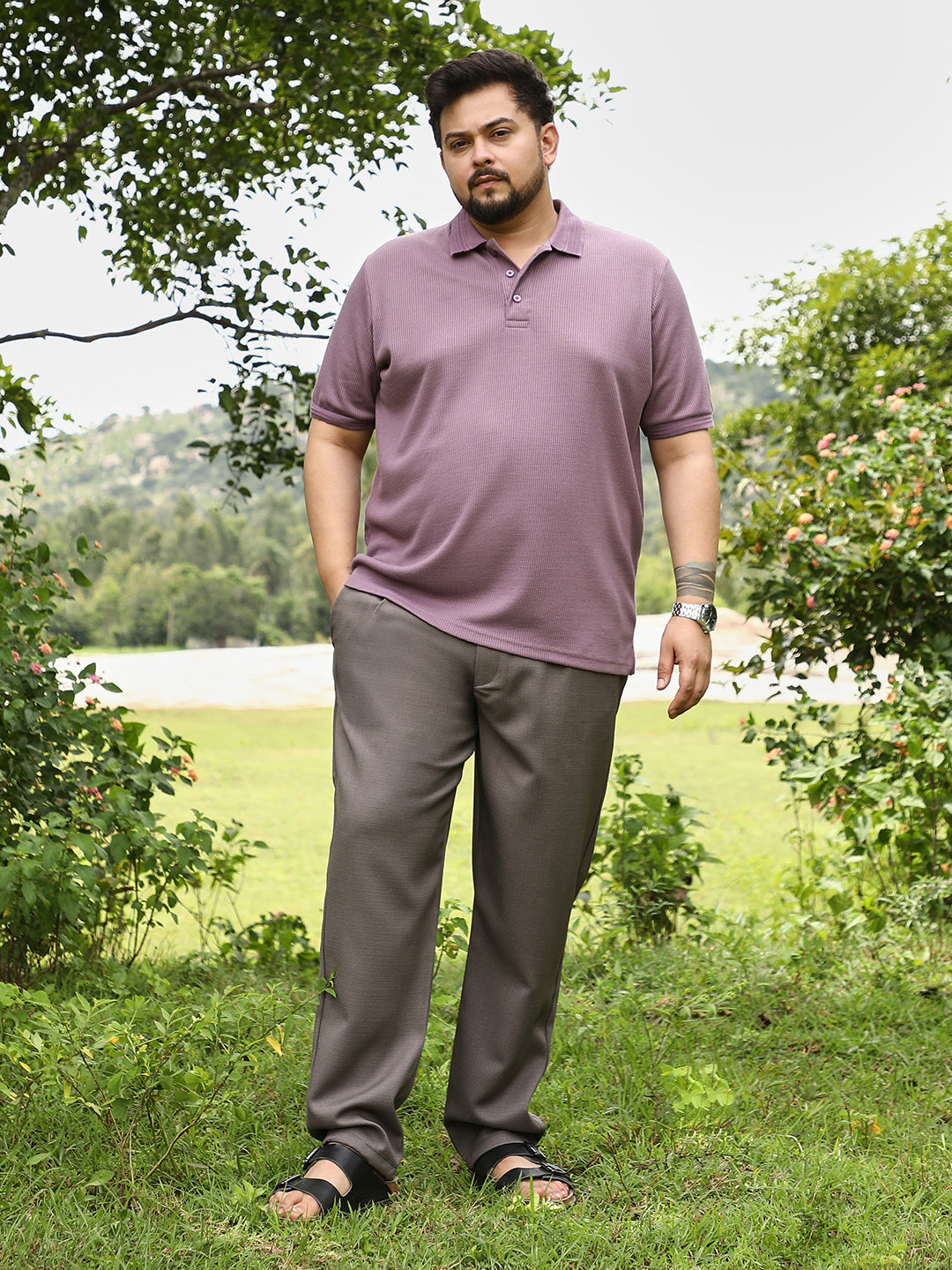 Block Textured-Knit Polo T-Shirt