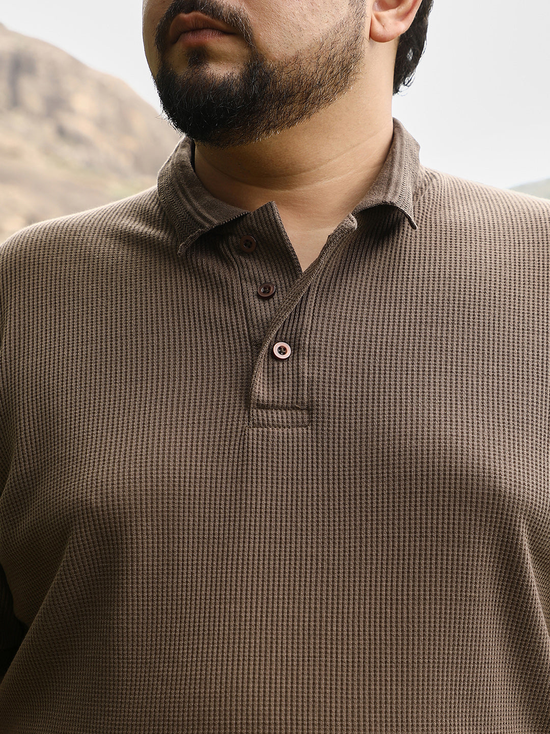 Textured-Knit Polo T-Shirt