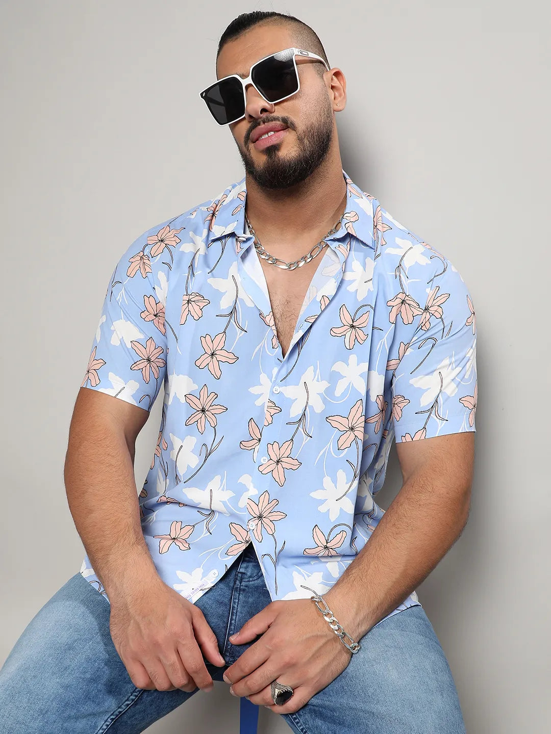 Sky Blue Airy Flower Shirt