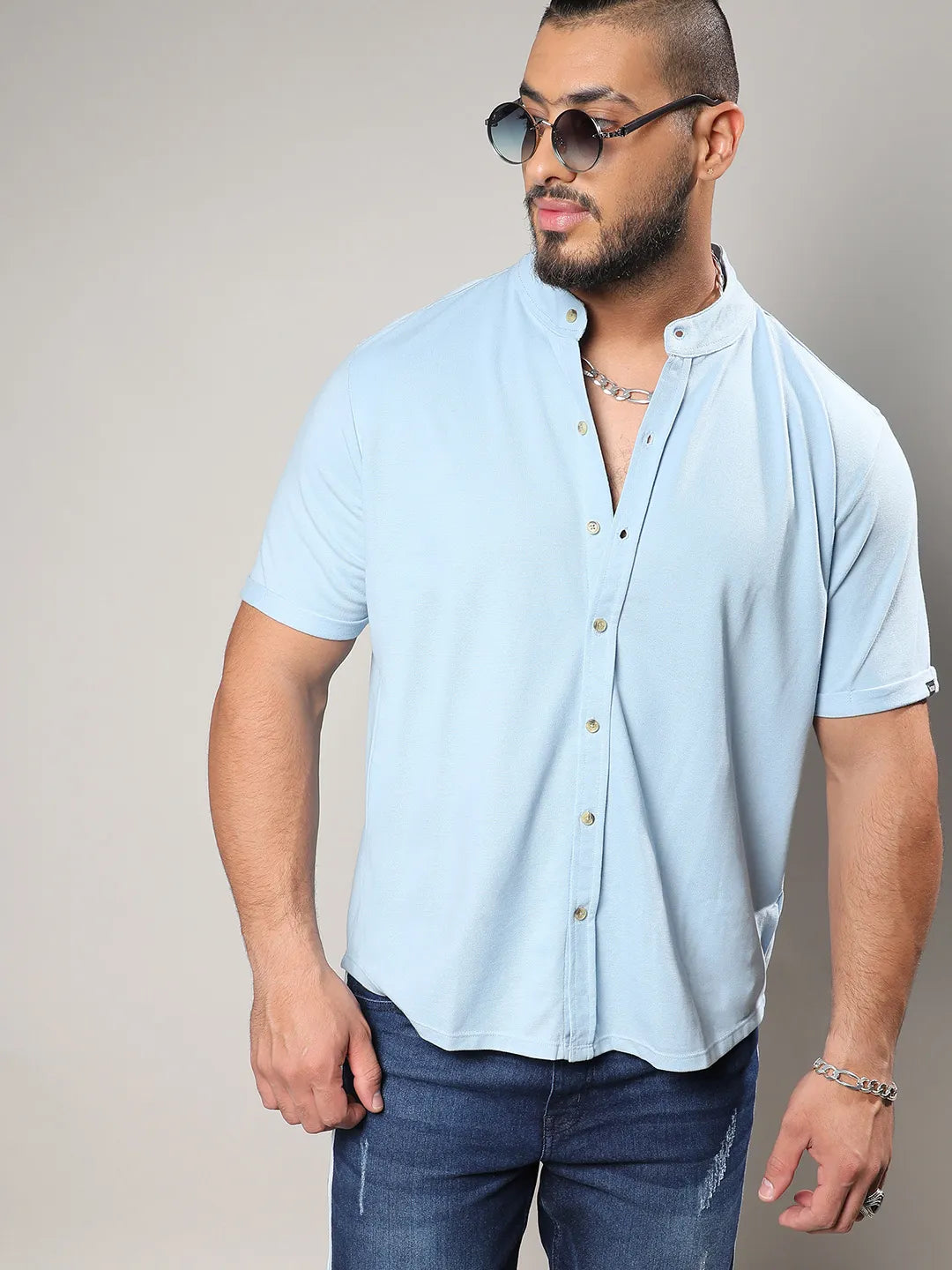 Solid Light Blue Casual Shirt