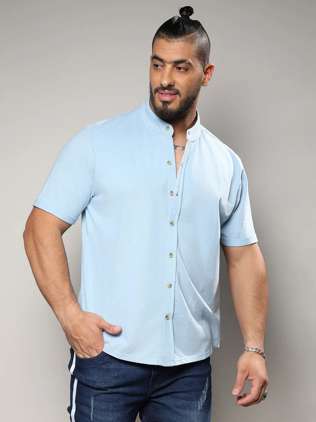 Solid Light Blue Casual Shirt
