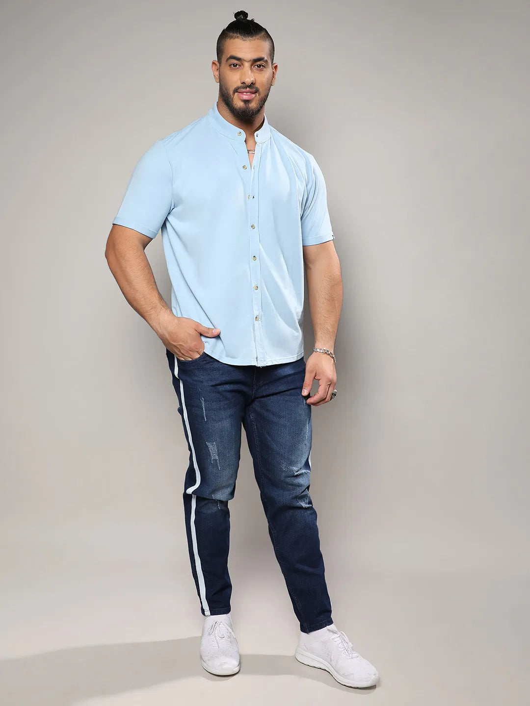 Solid Light Blue Casual Shirt