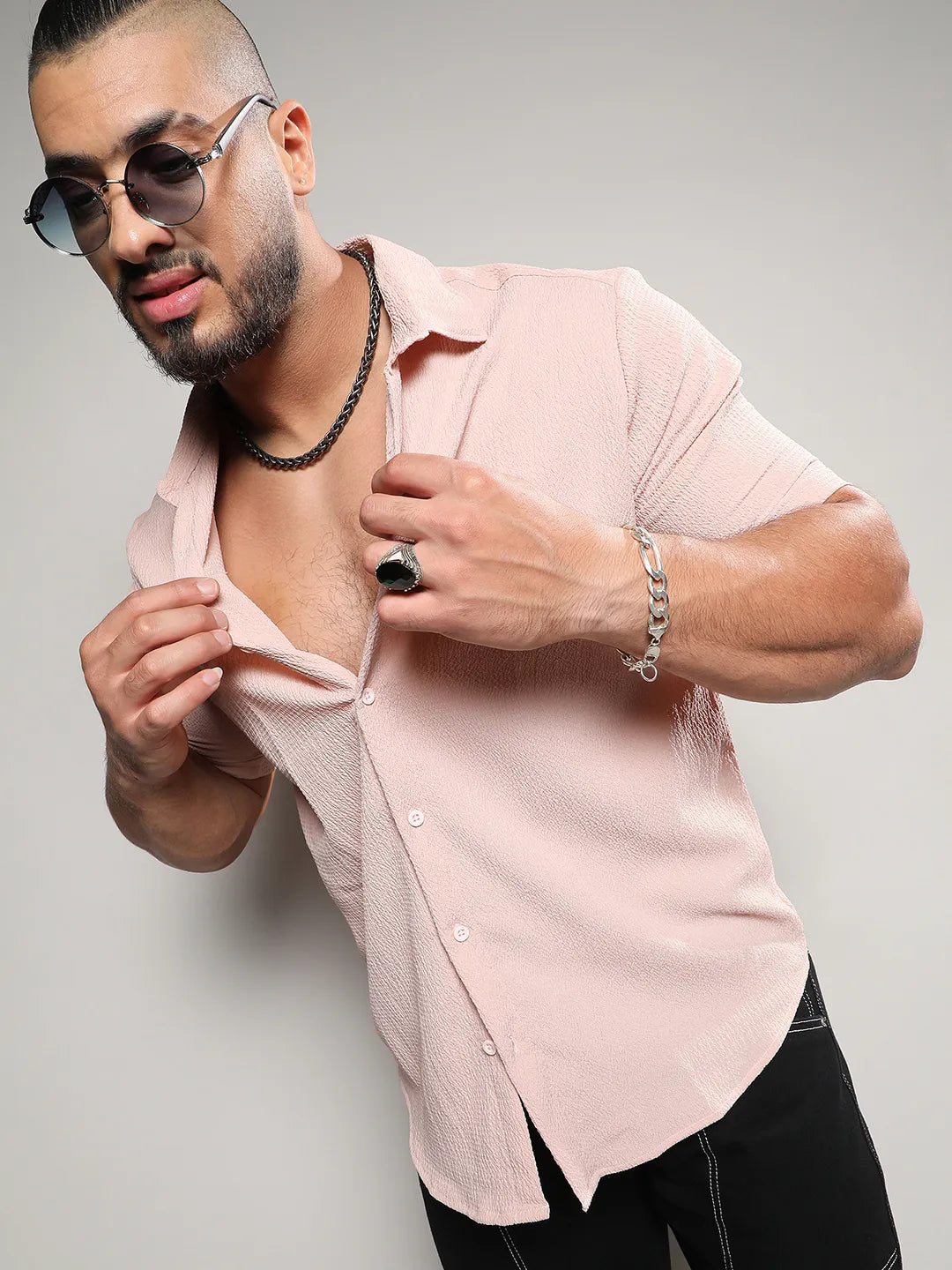 Solid Peach Casual Shirt