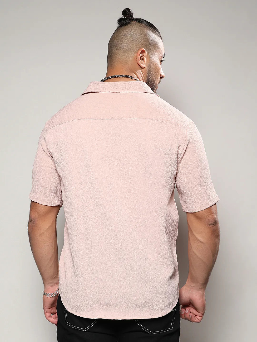 Solid Peach Casual Shirt