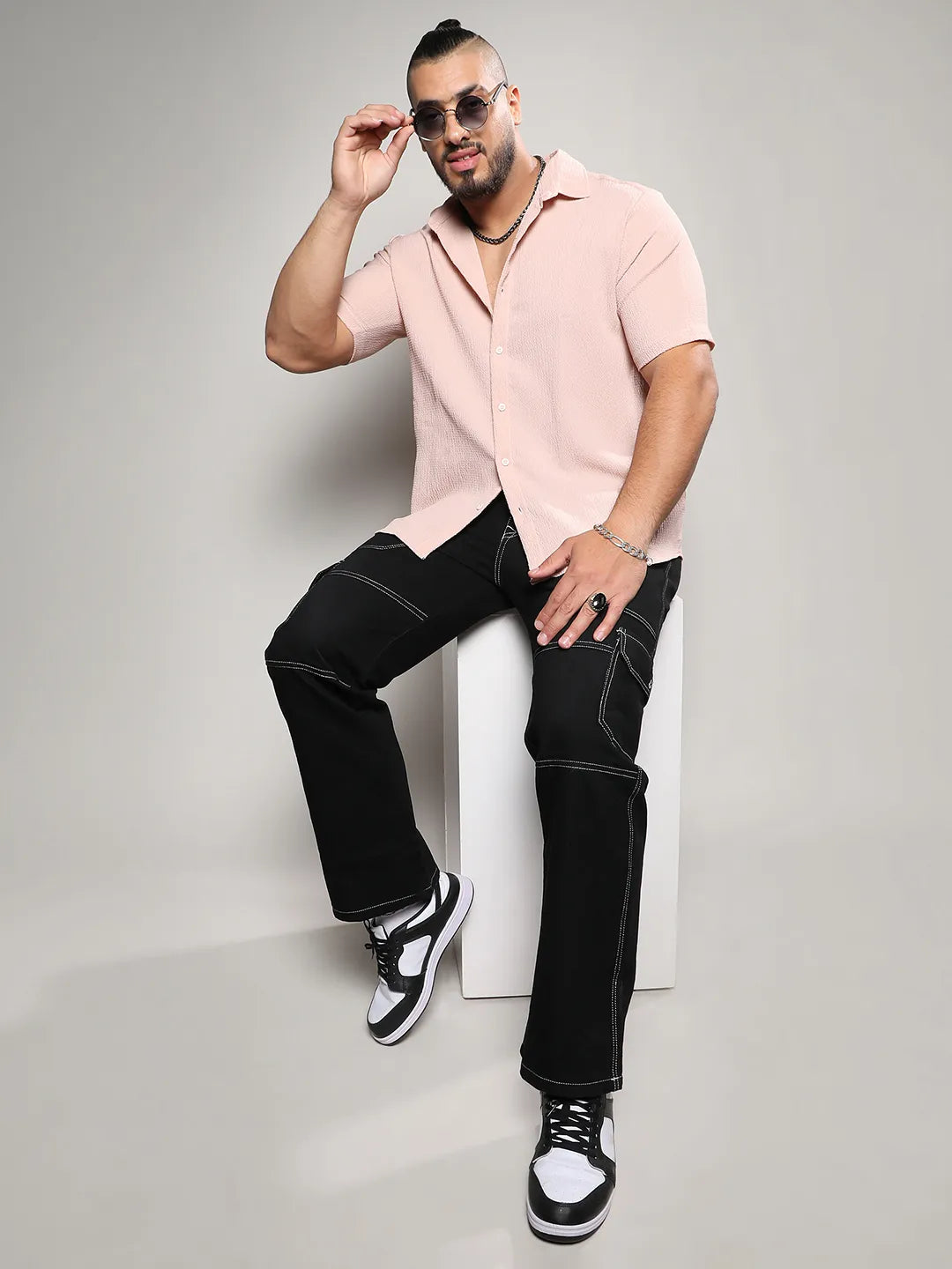 Solid Peach Casual Shirt