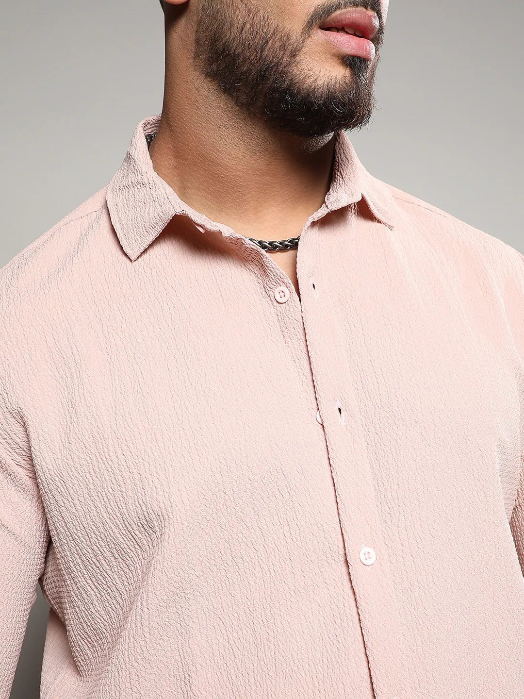 Solid Peach Casual Shirt