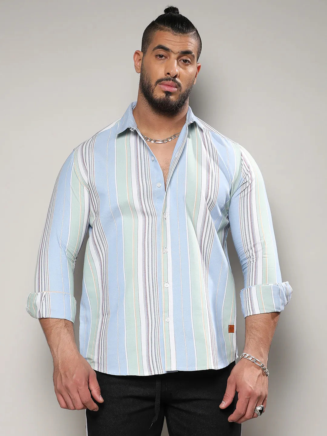 Striped Cotton Button Up Shirt