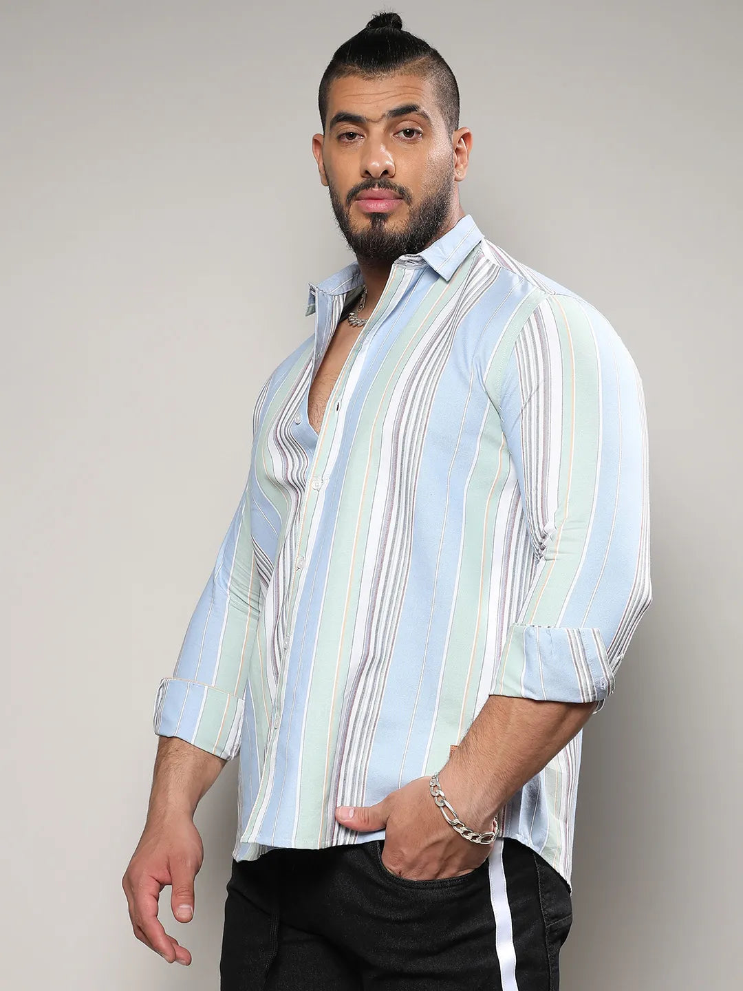 Striped Cotton Button Up Shirt