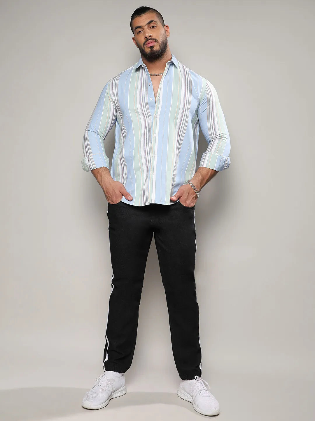 Striped Cotton Button Up Shirt