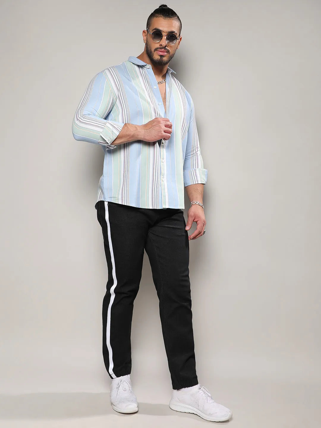 Striped Cotton Button Up Shirt