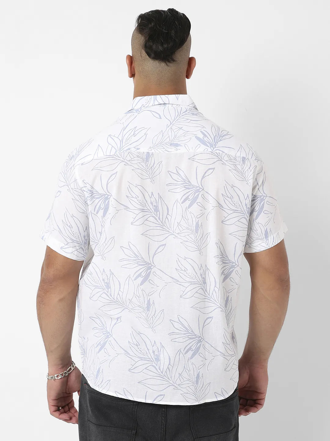 White Printed Casual Shirt