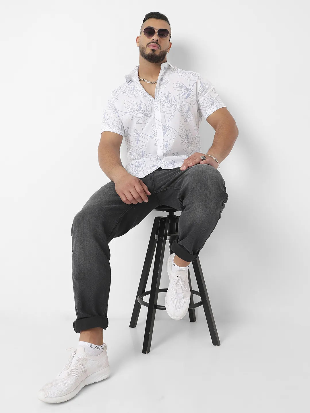 White Printed Casual Shirt