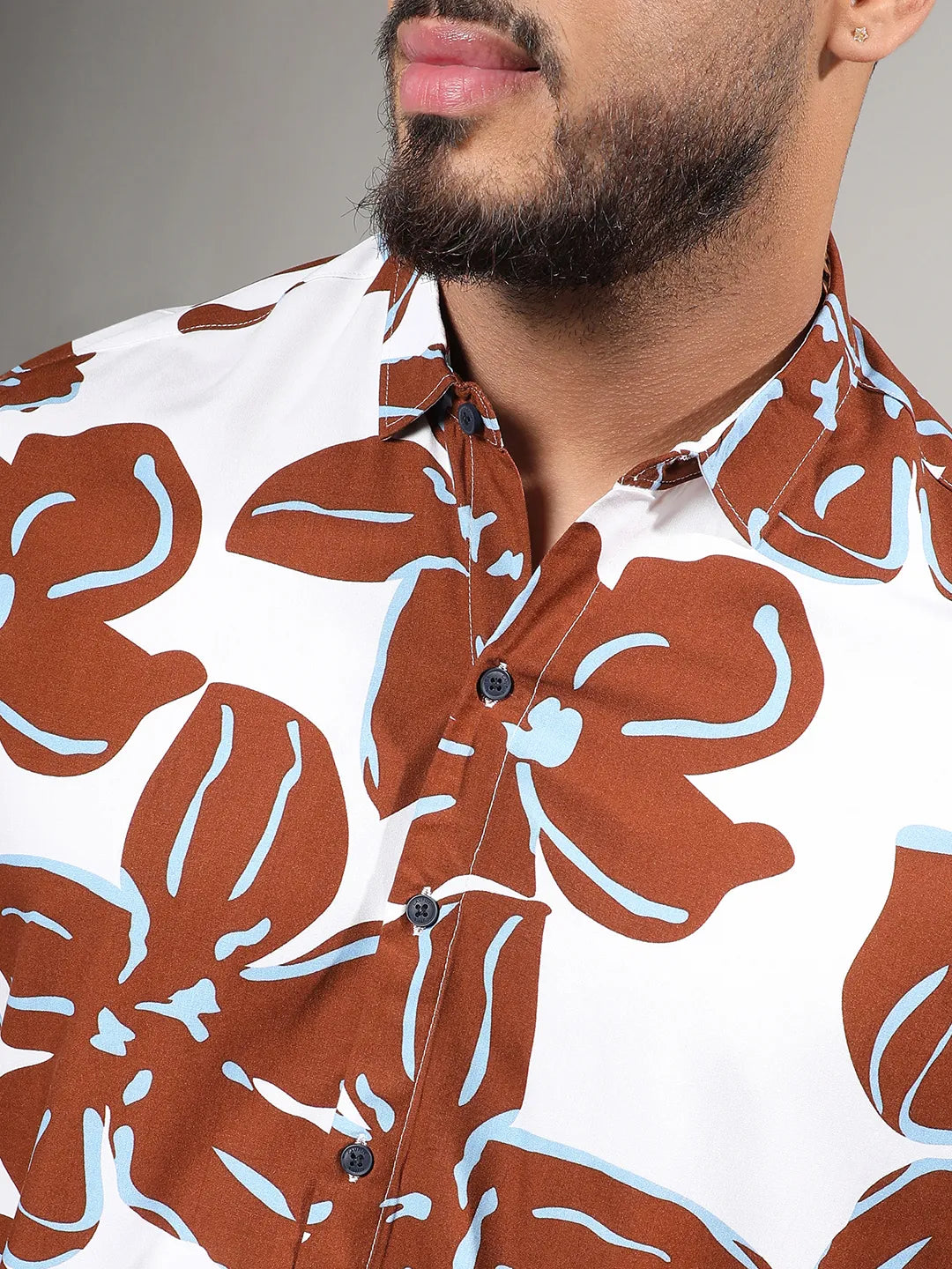 White & Brown Maxi Floral Print Shirt