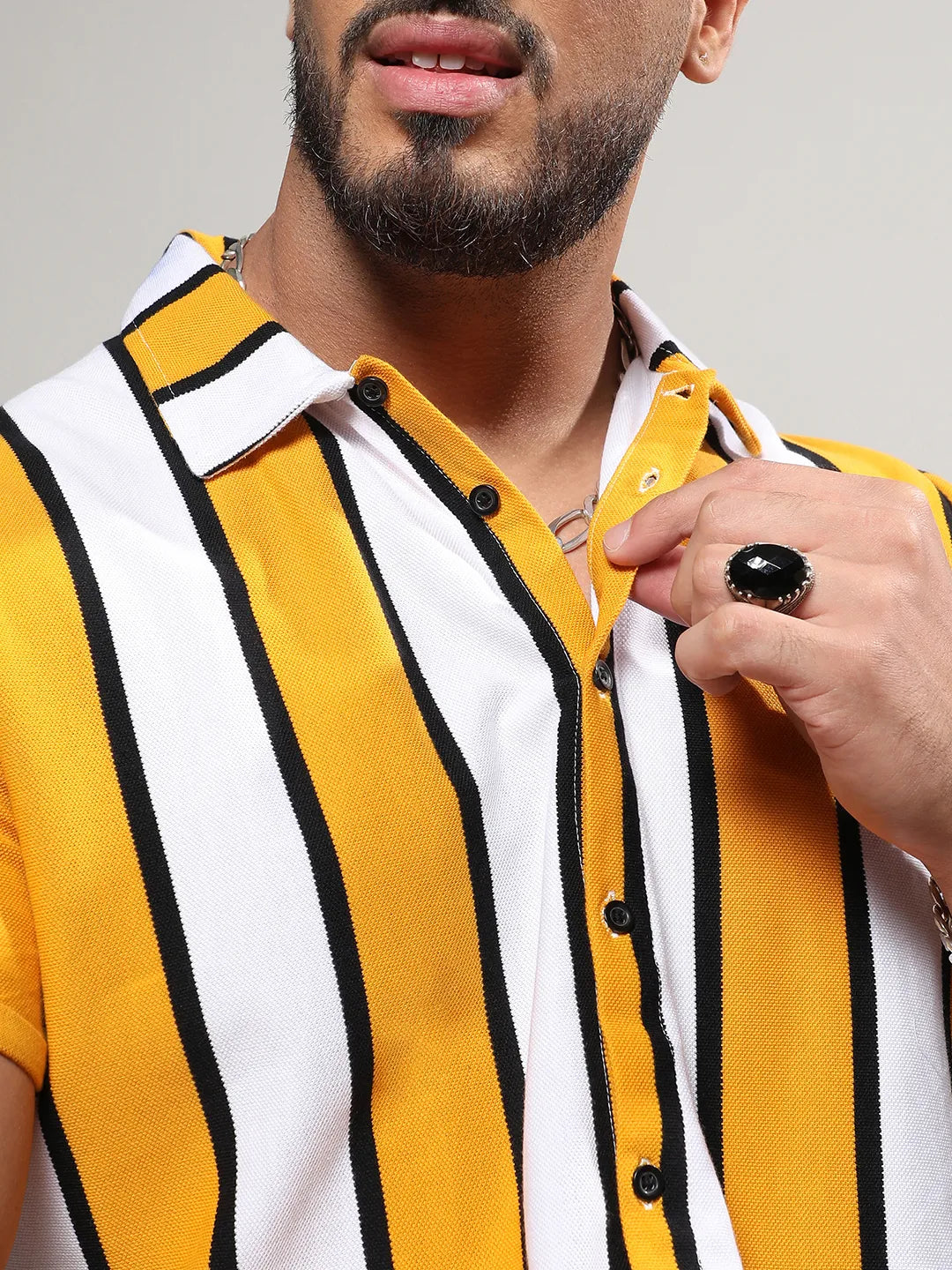 Yellow Striped Casual Shirt