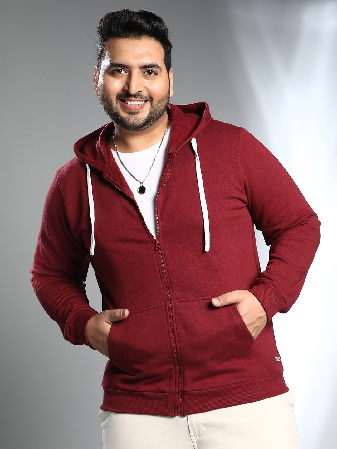 Solid Zip-Front Hoodie