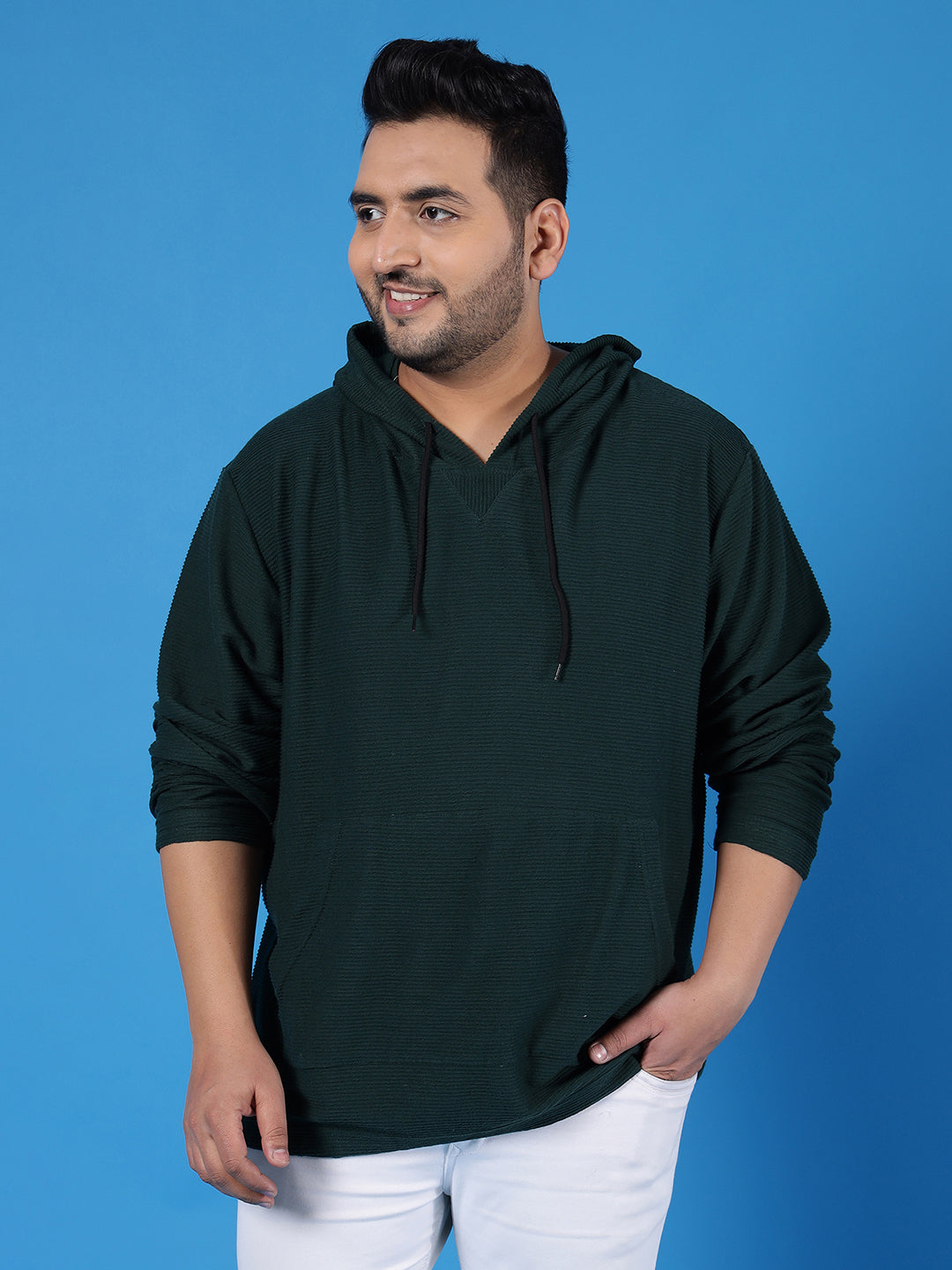 Solid Full Sleeve Hooded Sweatshirt