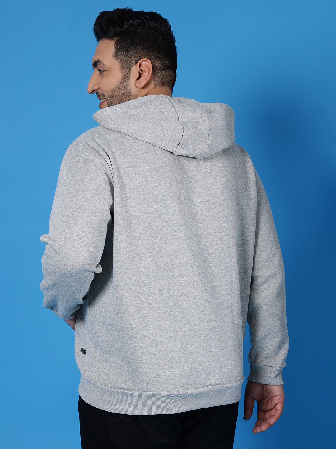 PLUS SIZE MEN PRINTED CASUAL HOODED SWEASTSHIRT