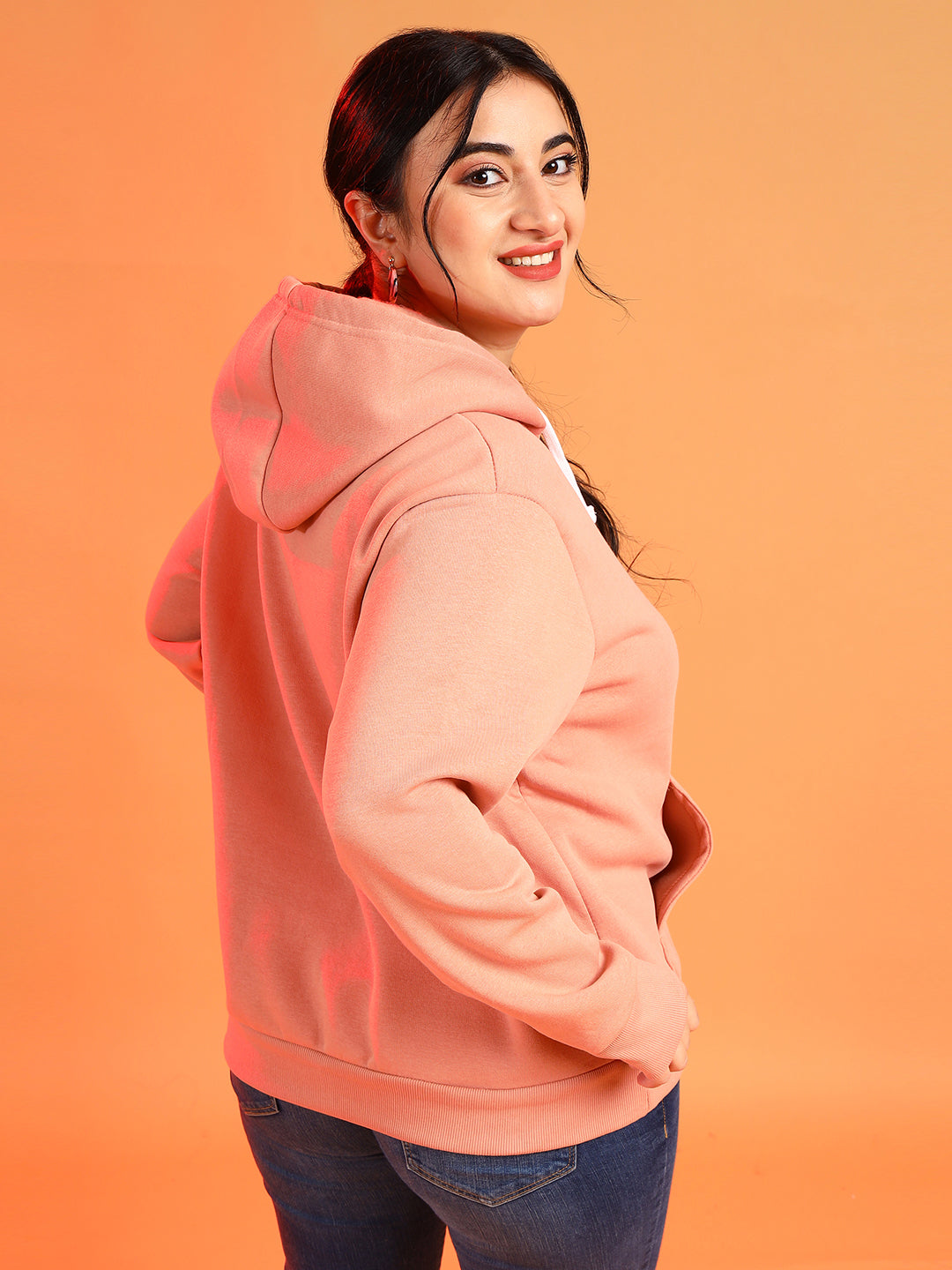 PLUS SIZE WOMEN SOLID HOODED SWEATSHIRT