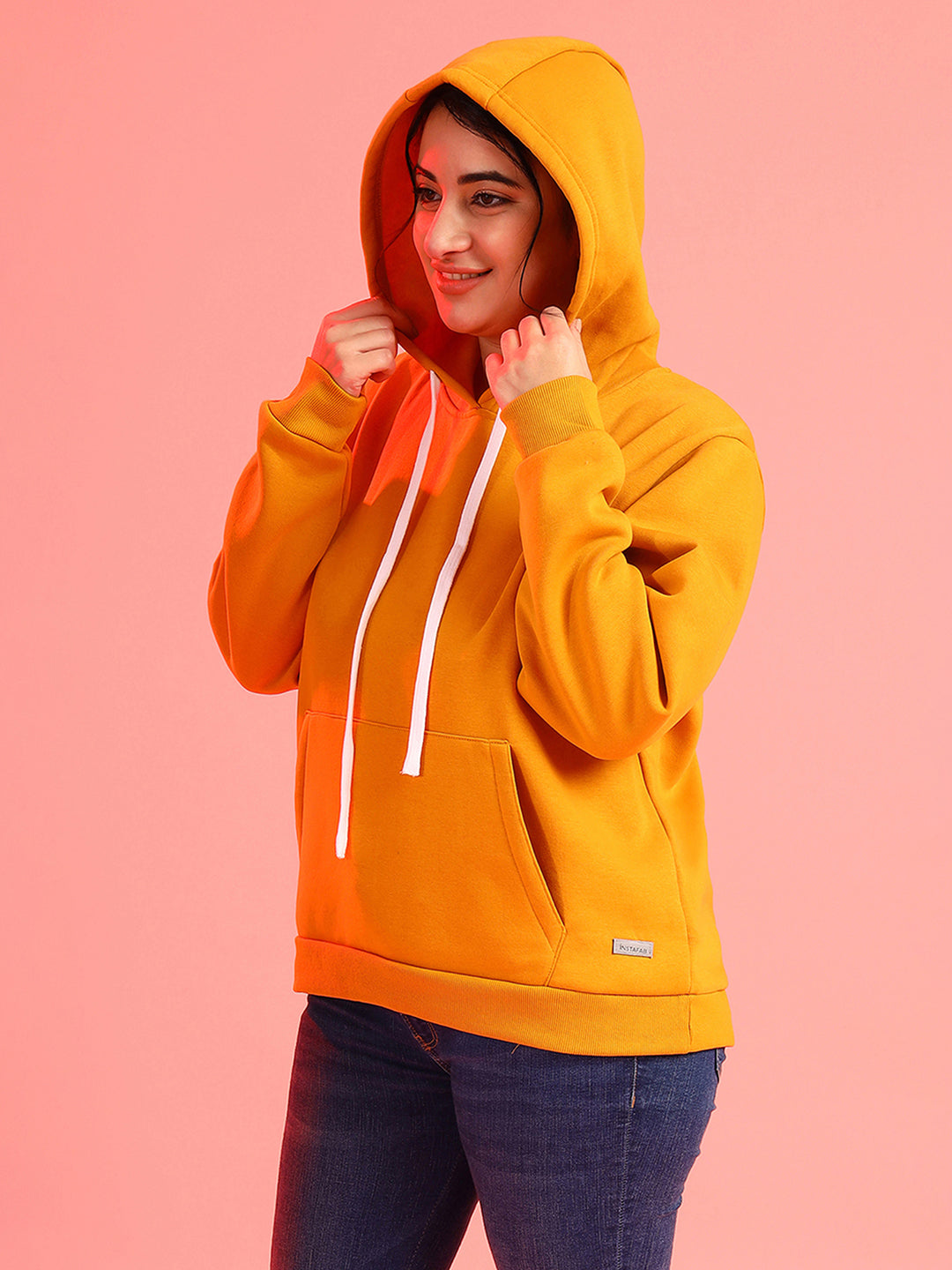 PLUS SIZE WOMEN SOLID HOODED SWEATSHIRT