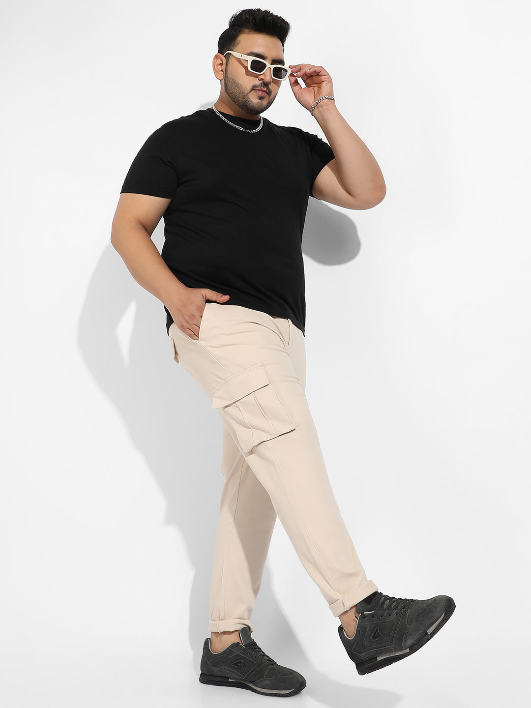 Beige Cargo Trousers