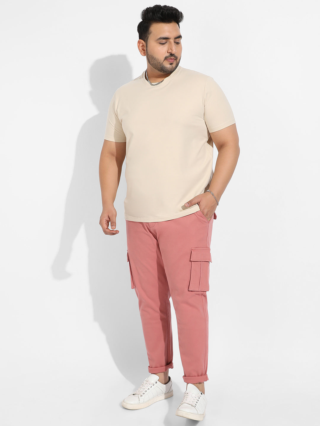 Nude Pink Cargo Trousers
