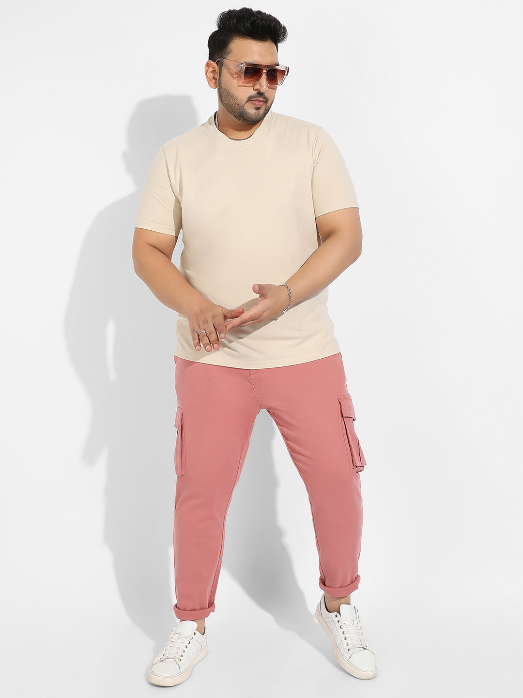 Nude Pink Cargo Trousers