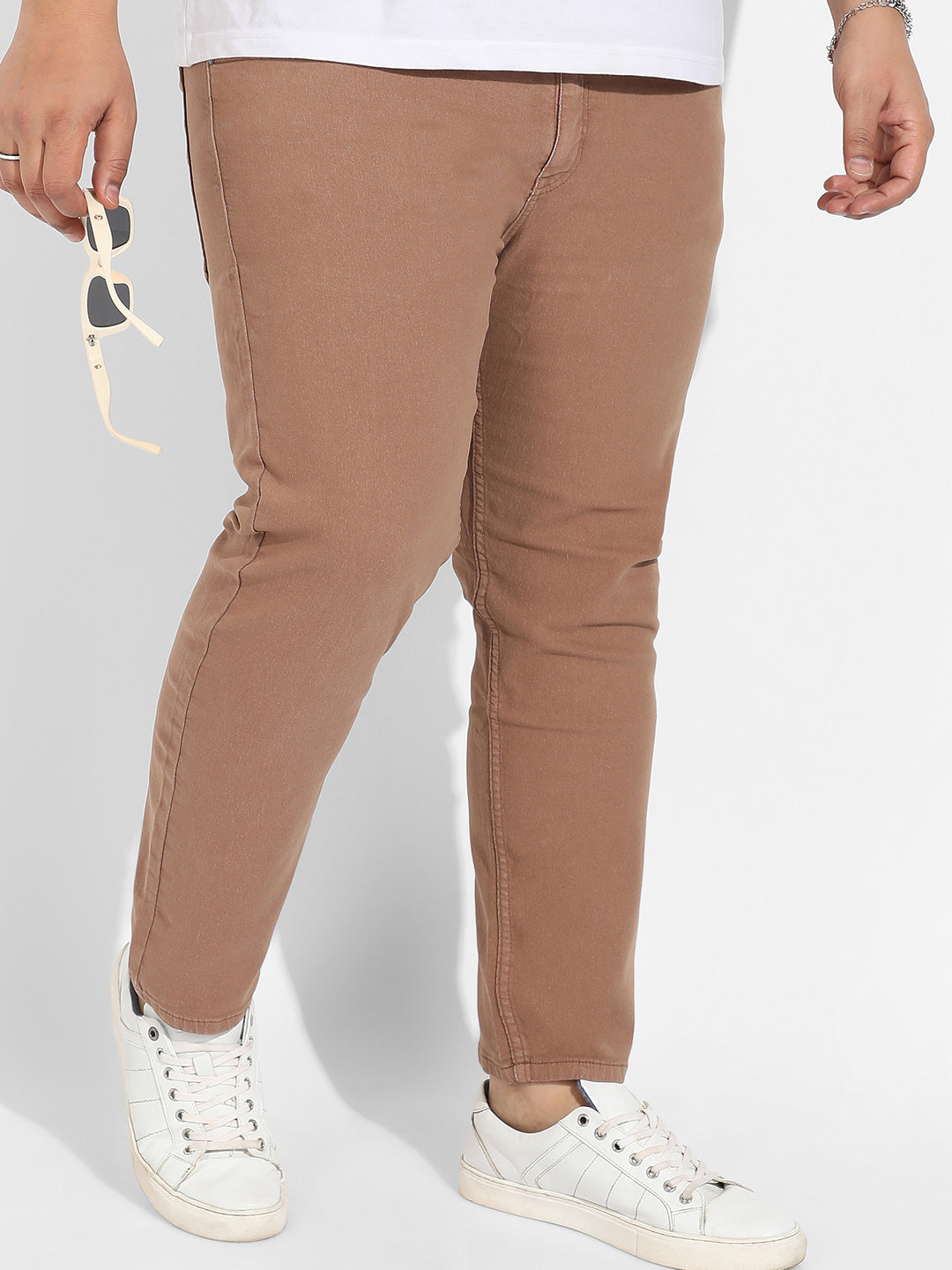 Brown Solid Denim Jeans