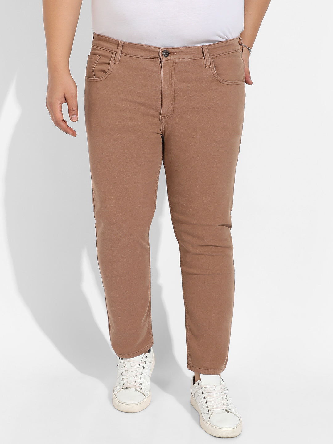 Brown Solid Denim Jeans