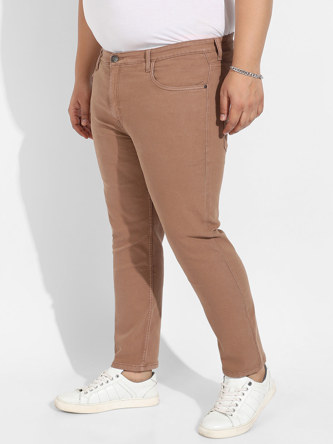 Brown Solid Denim Jeans