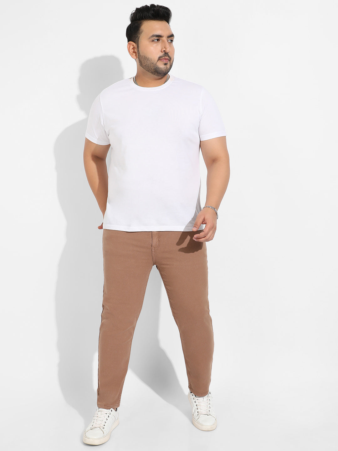 Brown Solid Denim Jeans